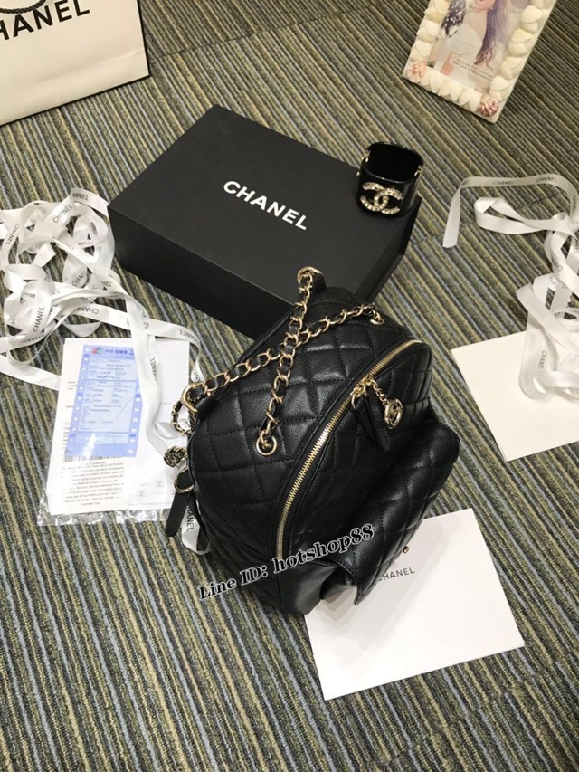 CHANEL女包 S0005 最新款棱格細顆粒壓花小牛皮 大號雙肩背包 香奈兒女後背包 djc1481